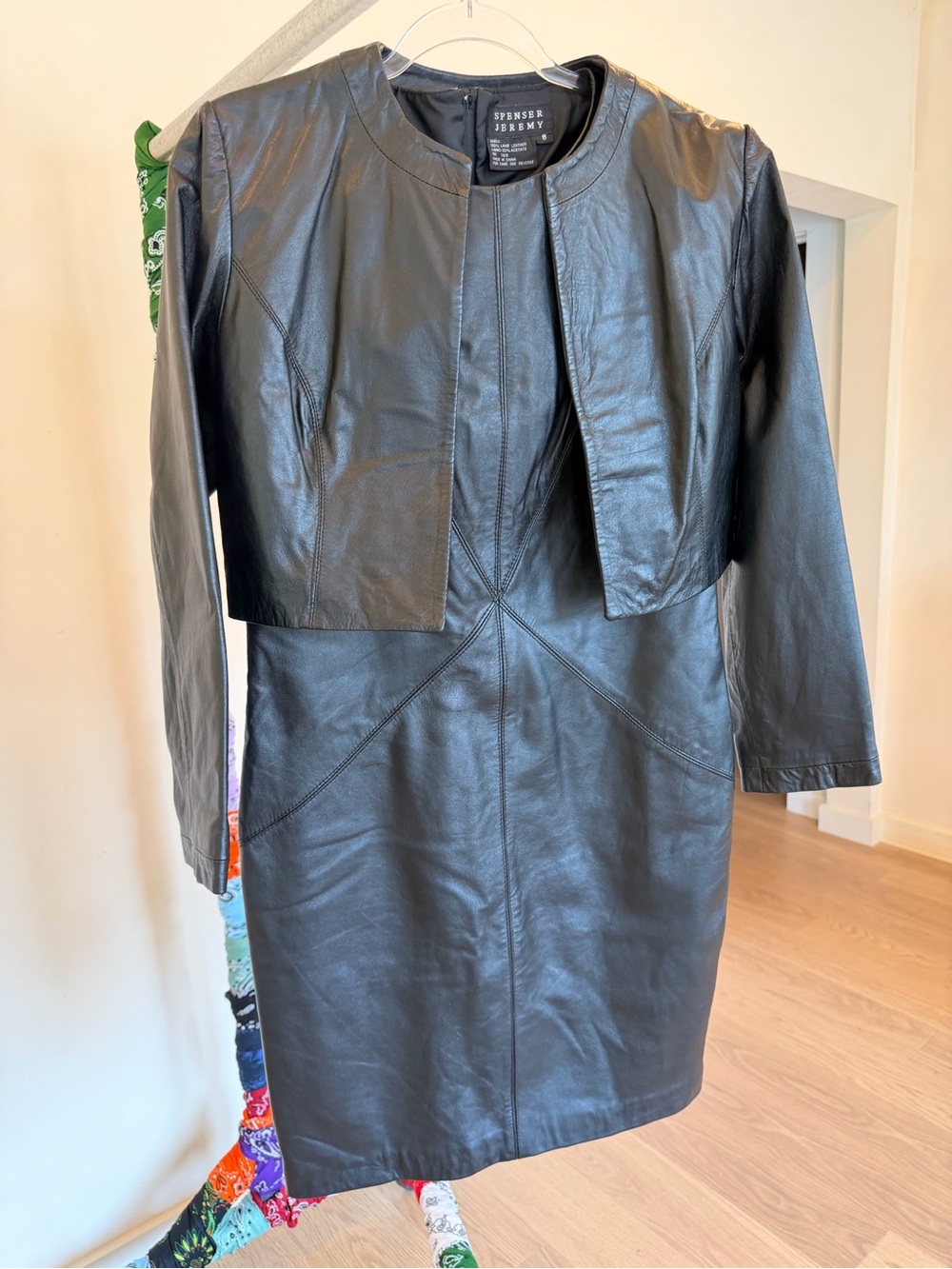 Vintage 90s Spenser Jeremy Lamb Leather Jacket and Dress Academia Minimalist